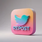 create Repost on twitter icon 3d